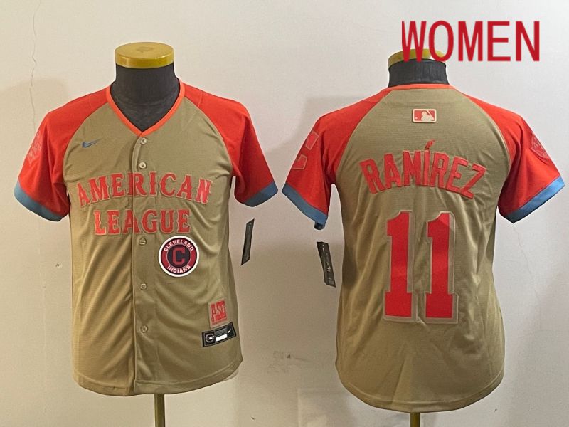 Women Cleveland Indians #11 Ramirez Orange All star 2024 Nike MLB Jersey style 1